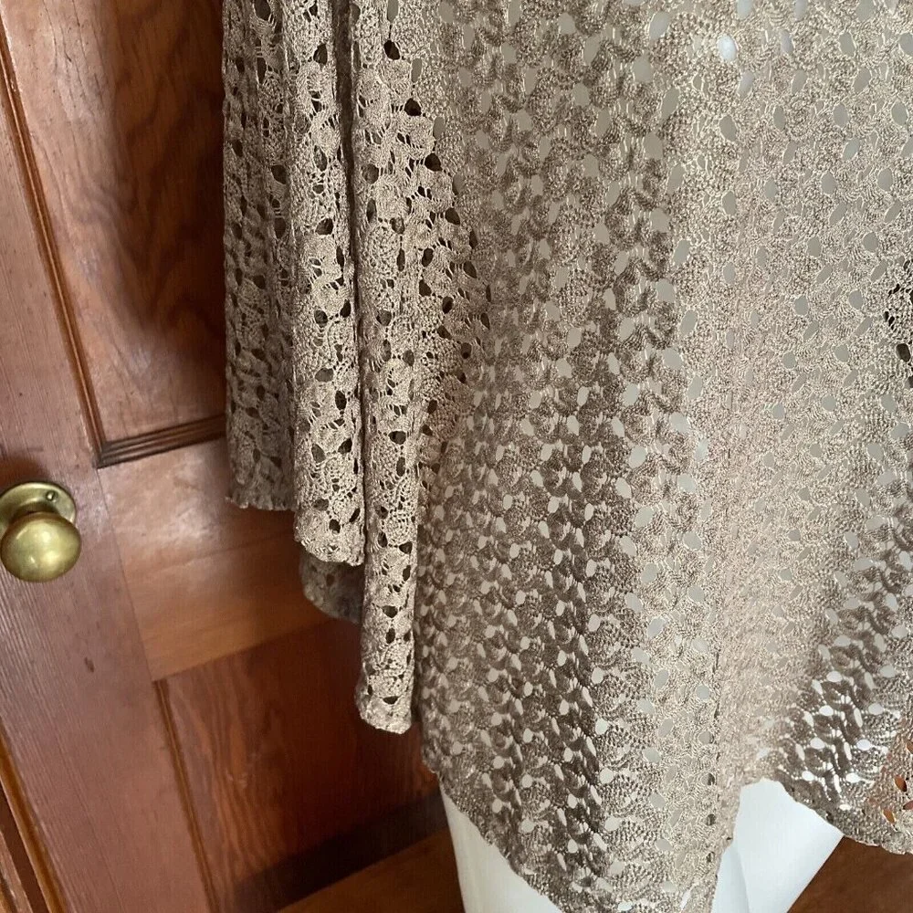 Dressbarn Gold Brown Scoop Neck Open Knit Top Large - Picture 3 of 9